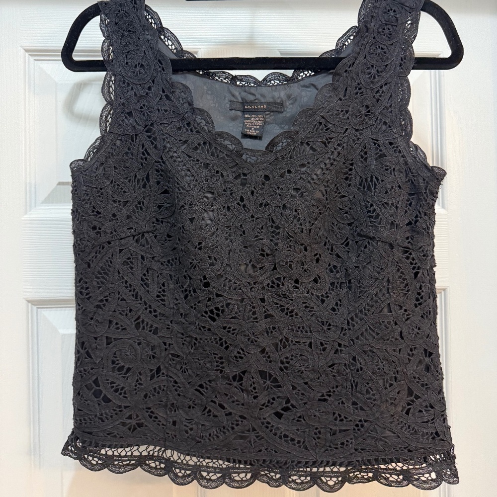 SilkLand Crochet Top – Size S – Linen & Cotton Blend with Lining and Side Zipper